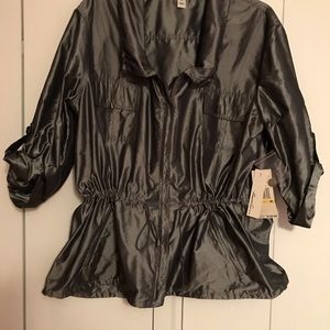Kenneth Cole shiny silver grey zip jacket